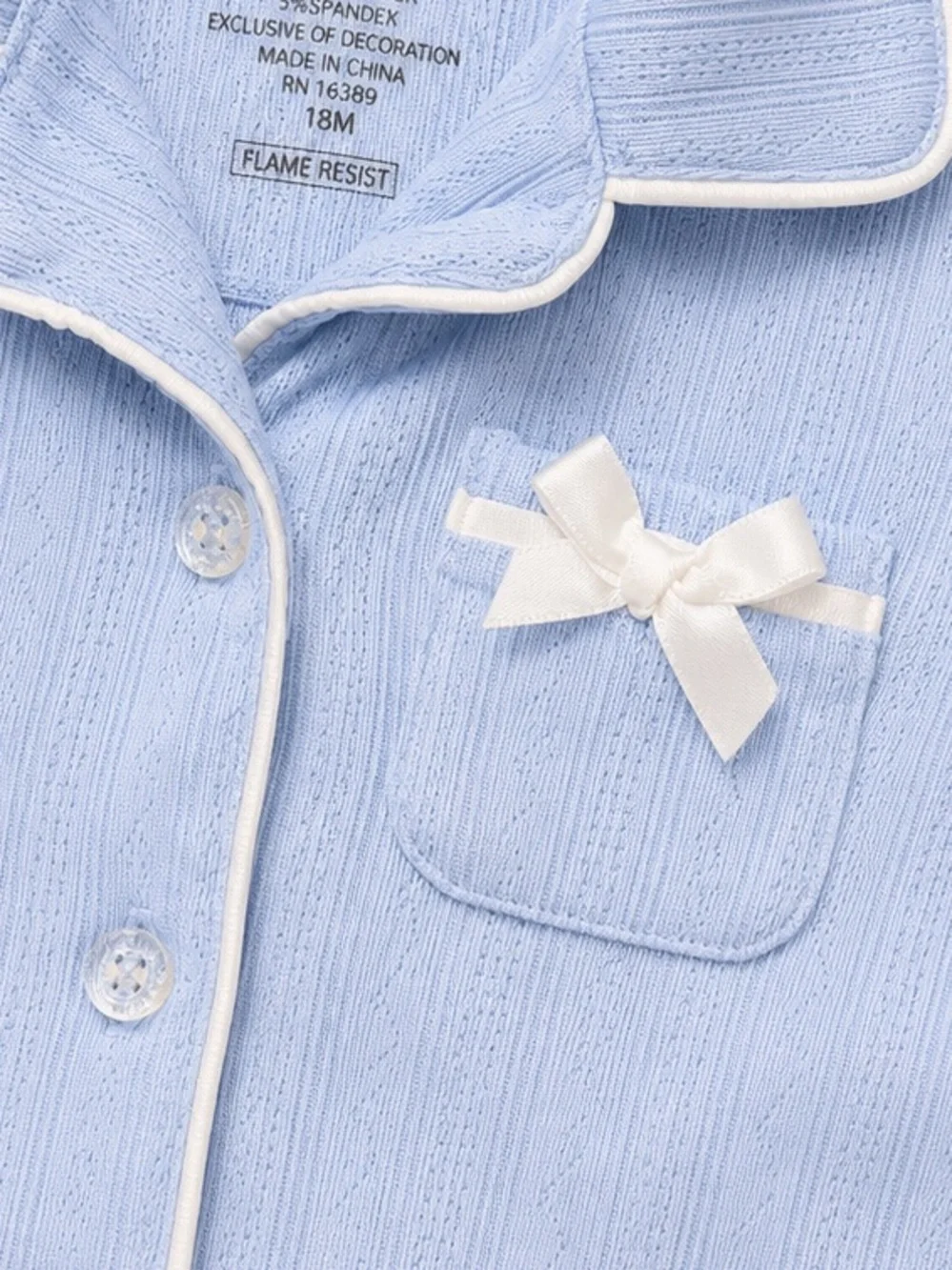 WONDERLAND Sky Blue Ruffled Short Sleeve Pajama Set